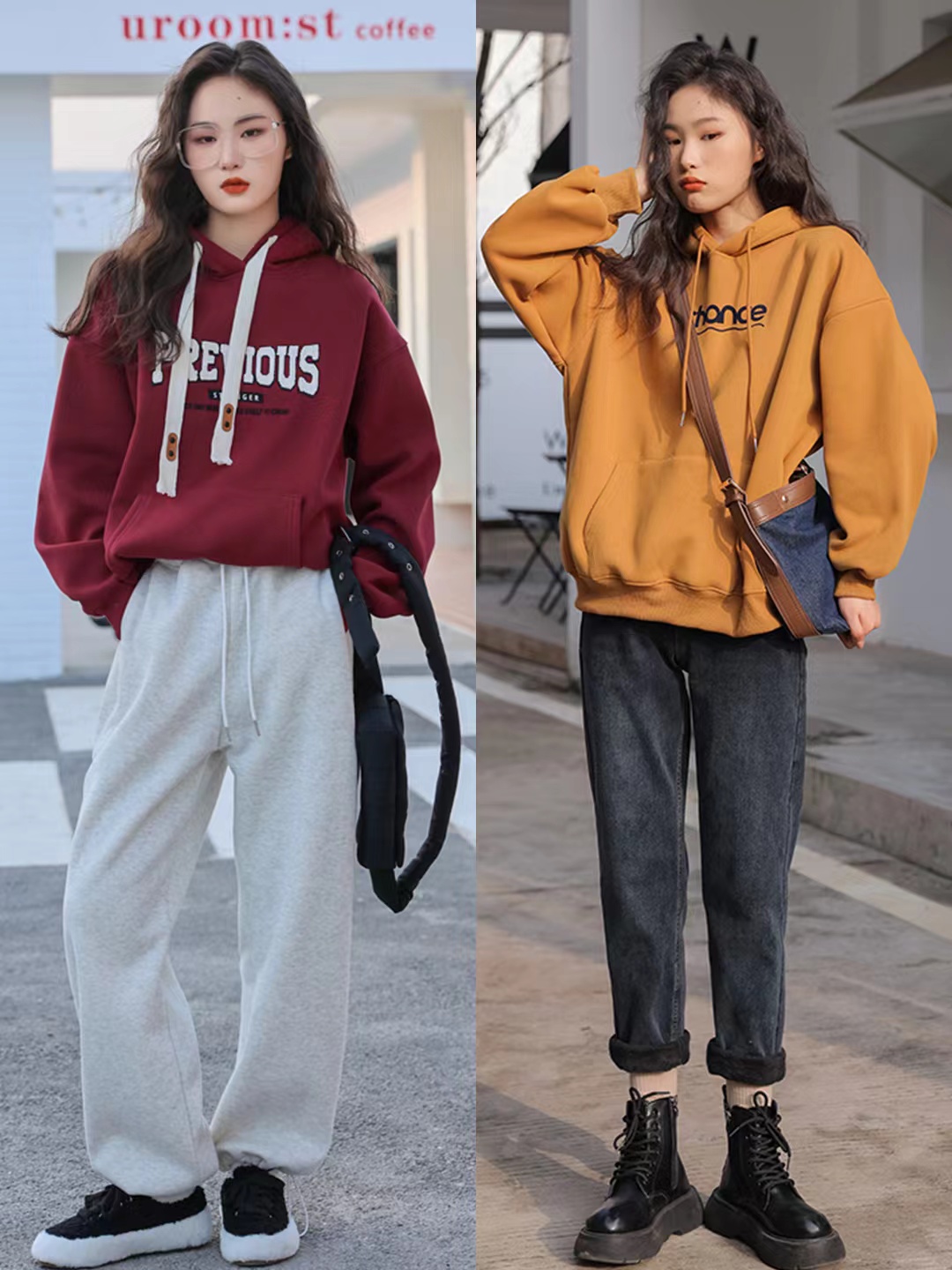 春天长款卫衣怎么搭配才好看,早春卫衣的时髦穿搭你有get吗