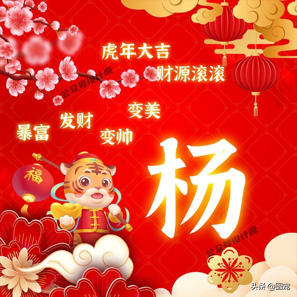 2023姓氏头像最新款虎年大吉,2022虎年姓氏头像好运霸气