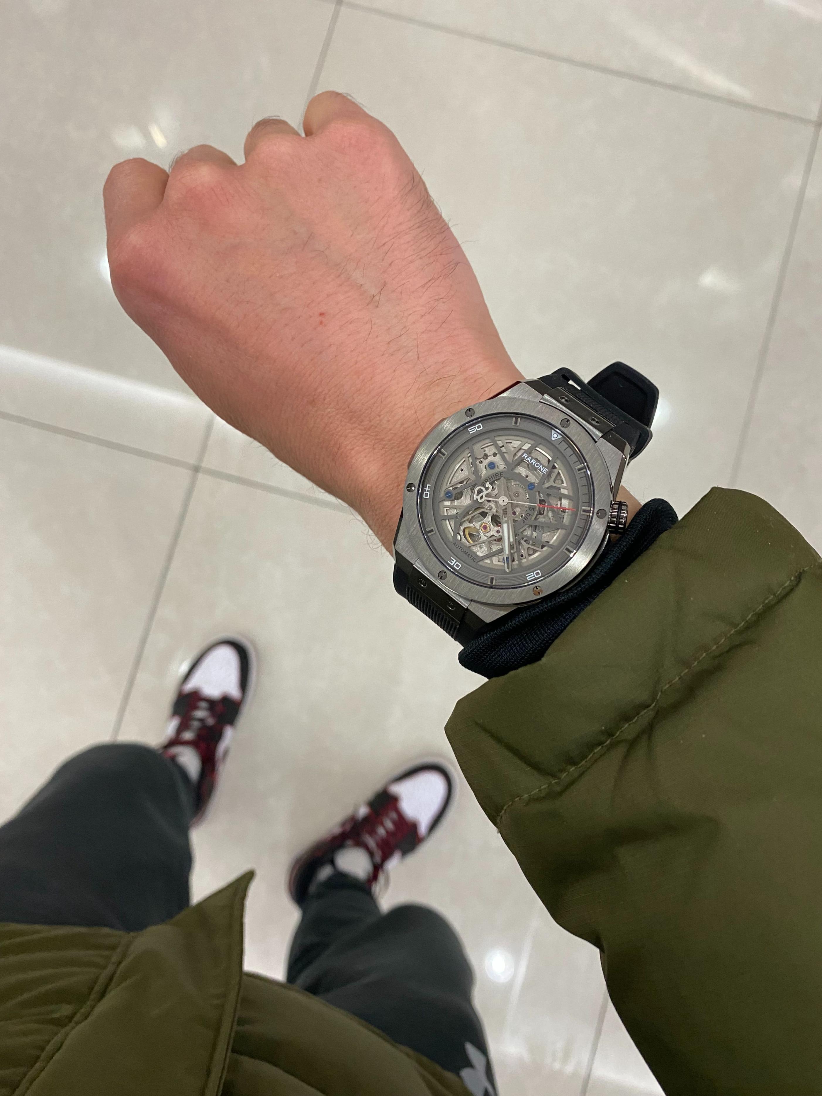 Rarone雷诺双子星镂空机械表,好看的机械表500元