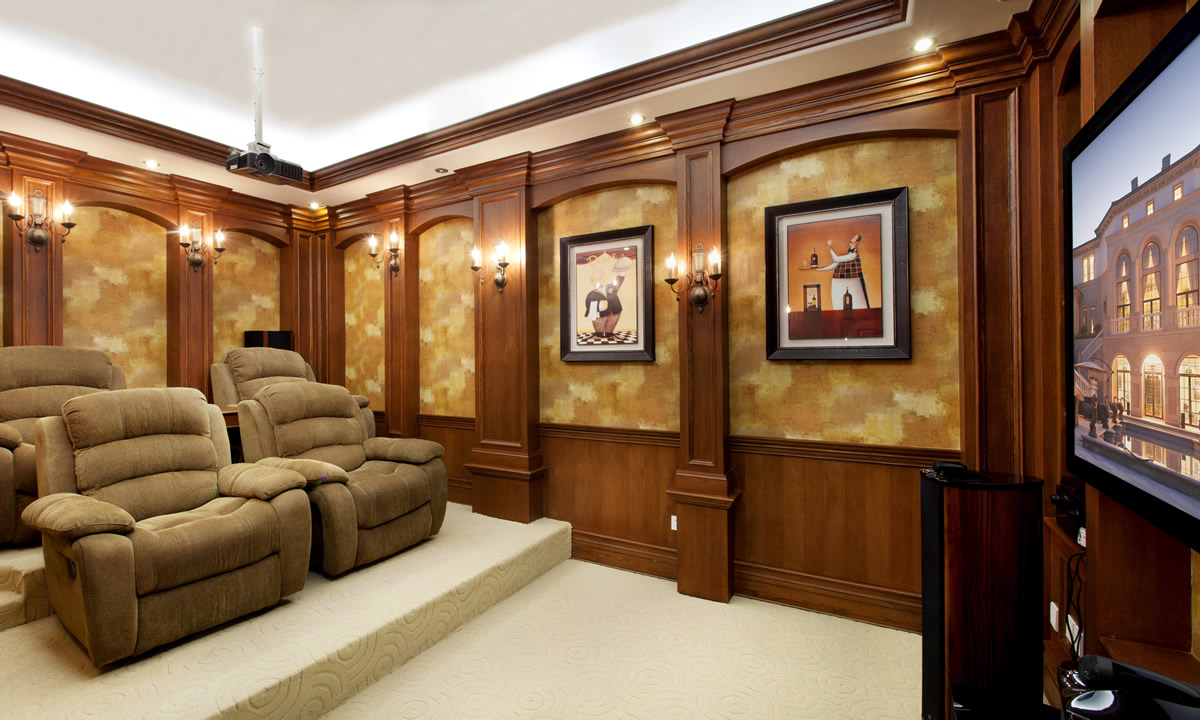 私人别墅电影院,别墅家庭影院娱乐室装修效果图