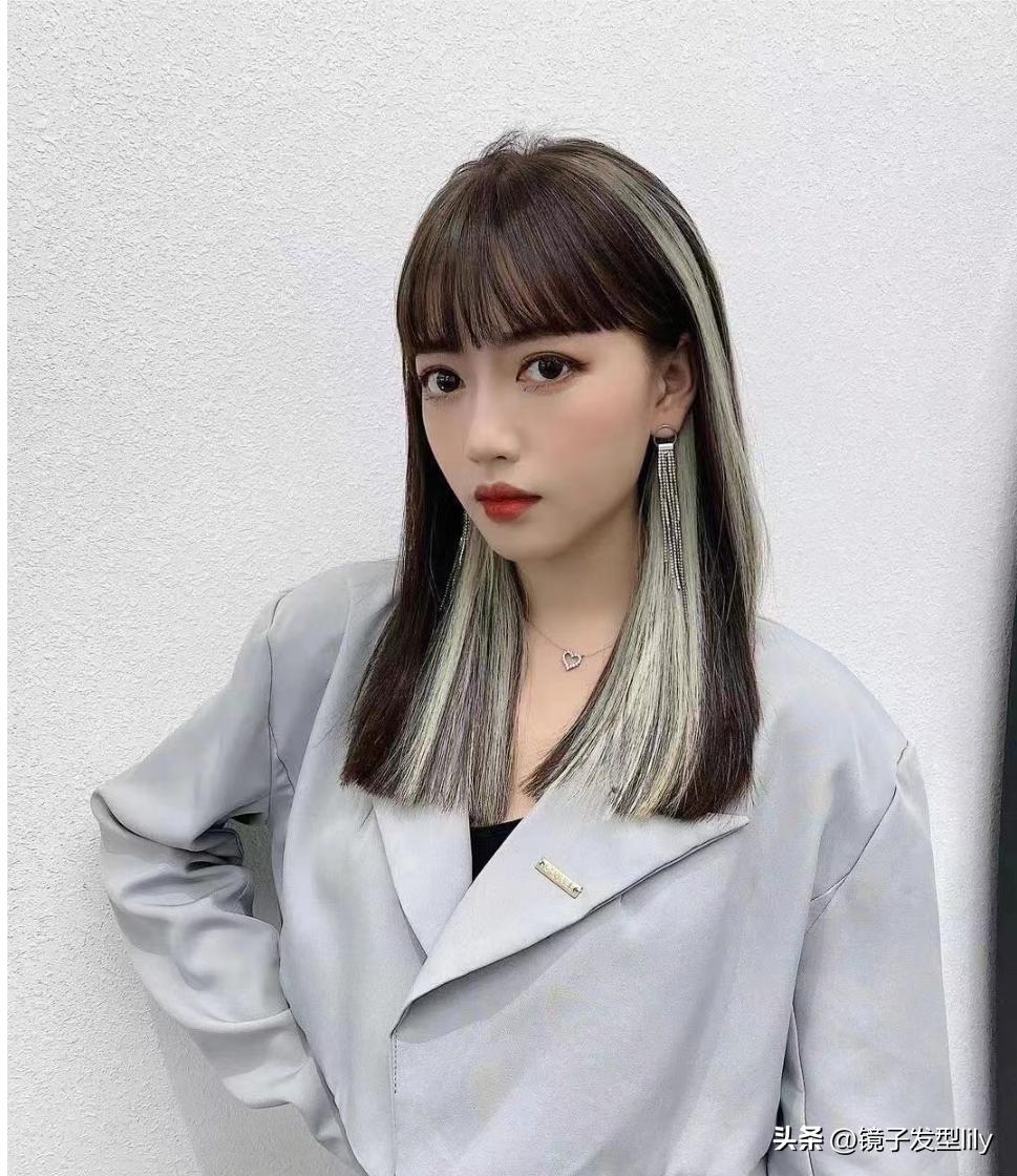鞠婧祎公主切挑染造型,公主切挂耳染发加挑染