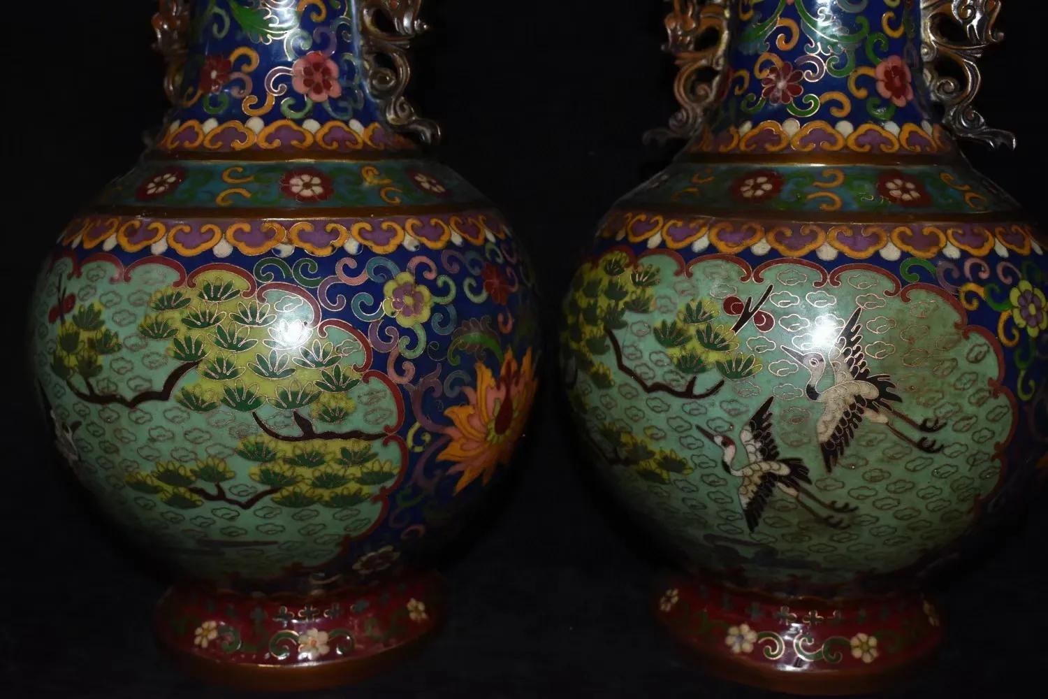 清代景泰蓝花瓶价格图片,80年代景泰蓝珐琅花瓶一对价格