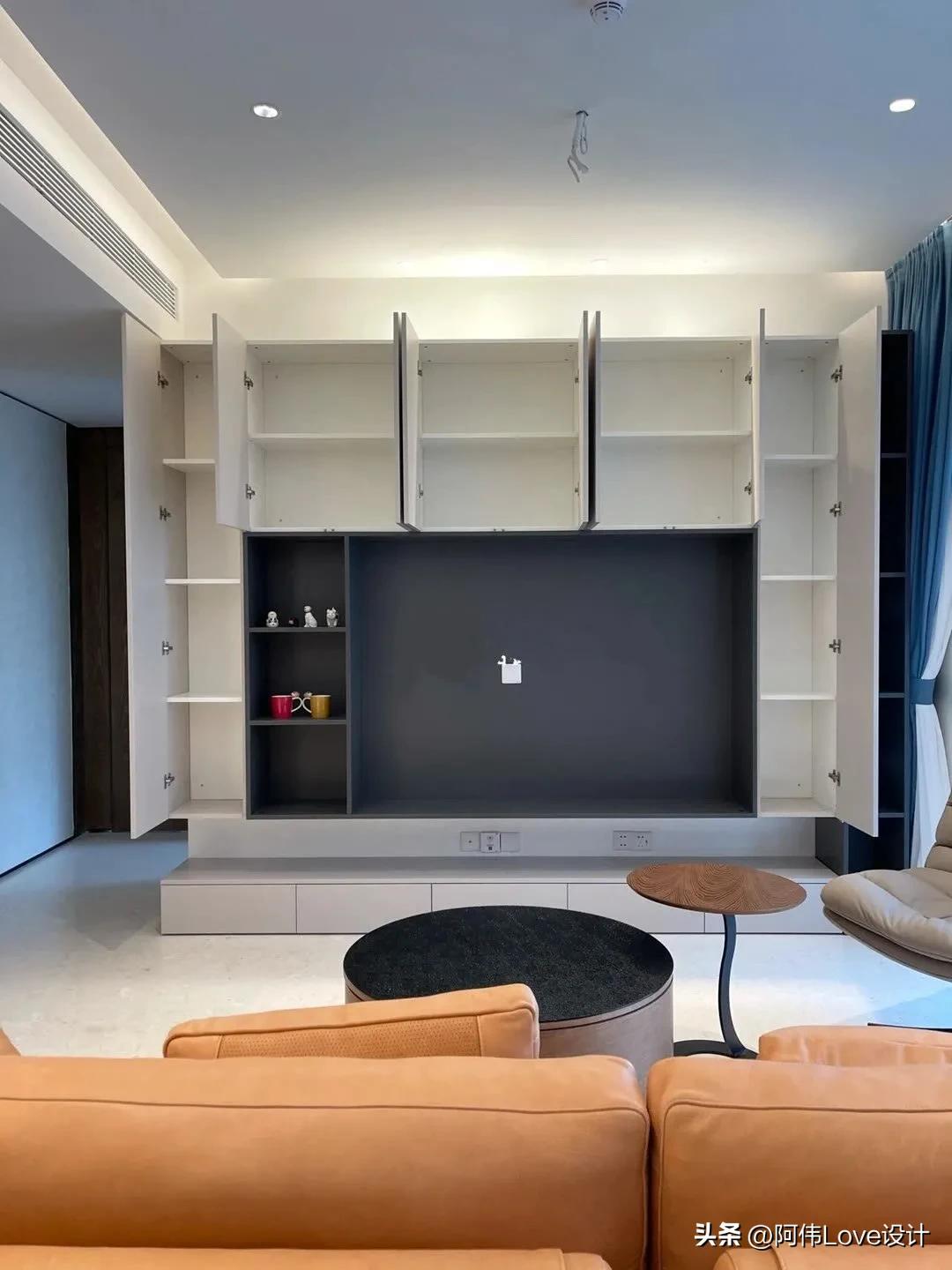 做个满墙电视柜增加收纳不香吗,悬空电视柜是开放格如何收纳