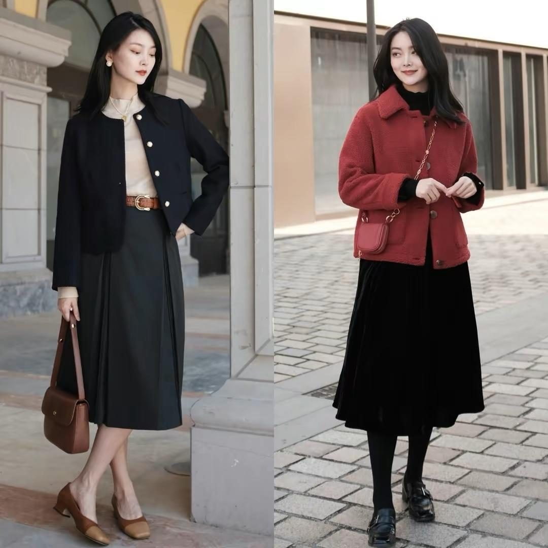 长款过膝裙怎么搭配,春天过膝裙穿搭