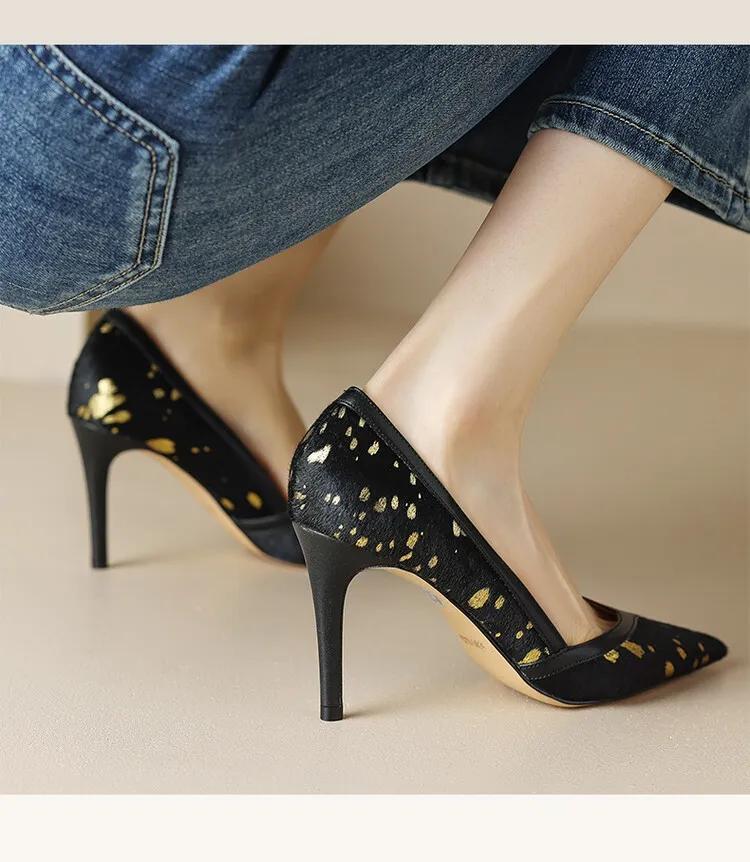 马毛豹纹高跟鞋,马海毛豹纹高跟鞋