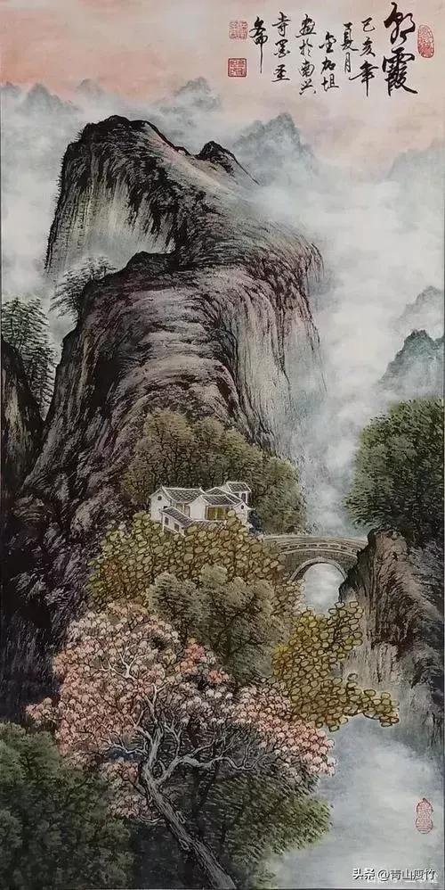 竖幅山水画图片大全精品,陈学良山水画精品欣赏40幅