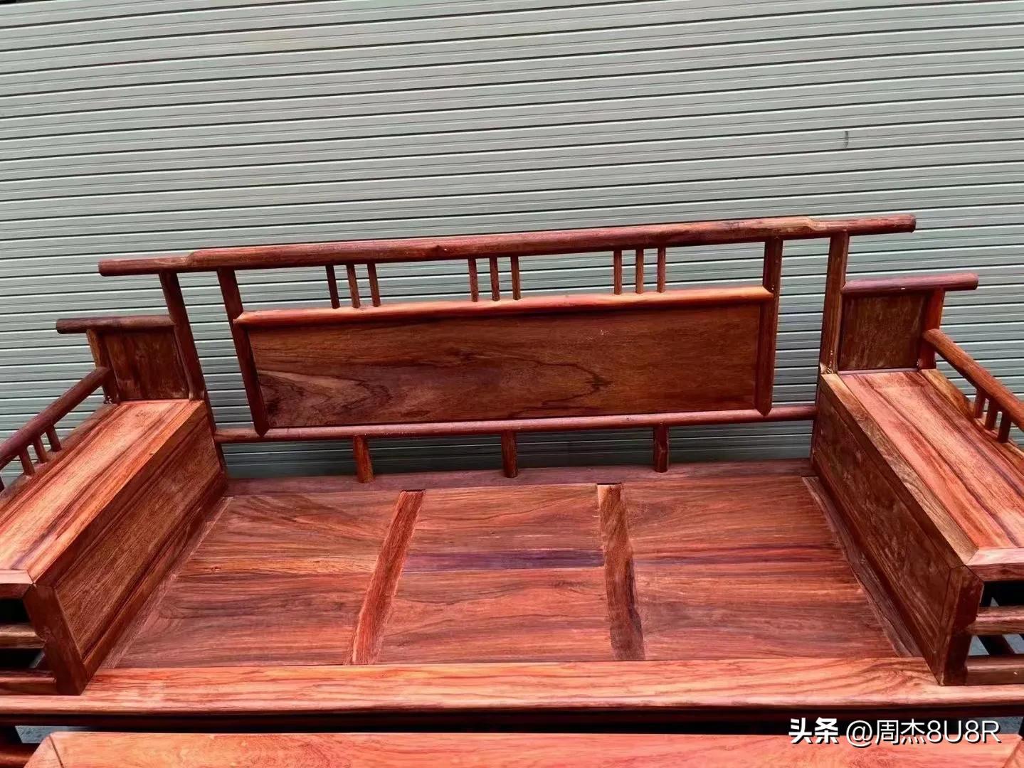 缅甸花梨大果紫檀加大加厚沙发,缅甸花梨黑红老料步步高沙发