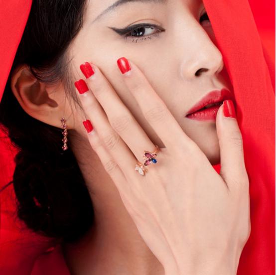 彩色蓝宝石设计镶嵌戒指,彩色尖晶银戒指