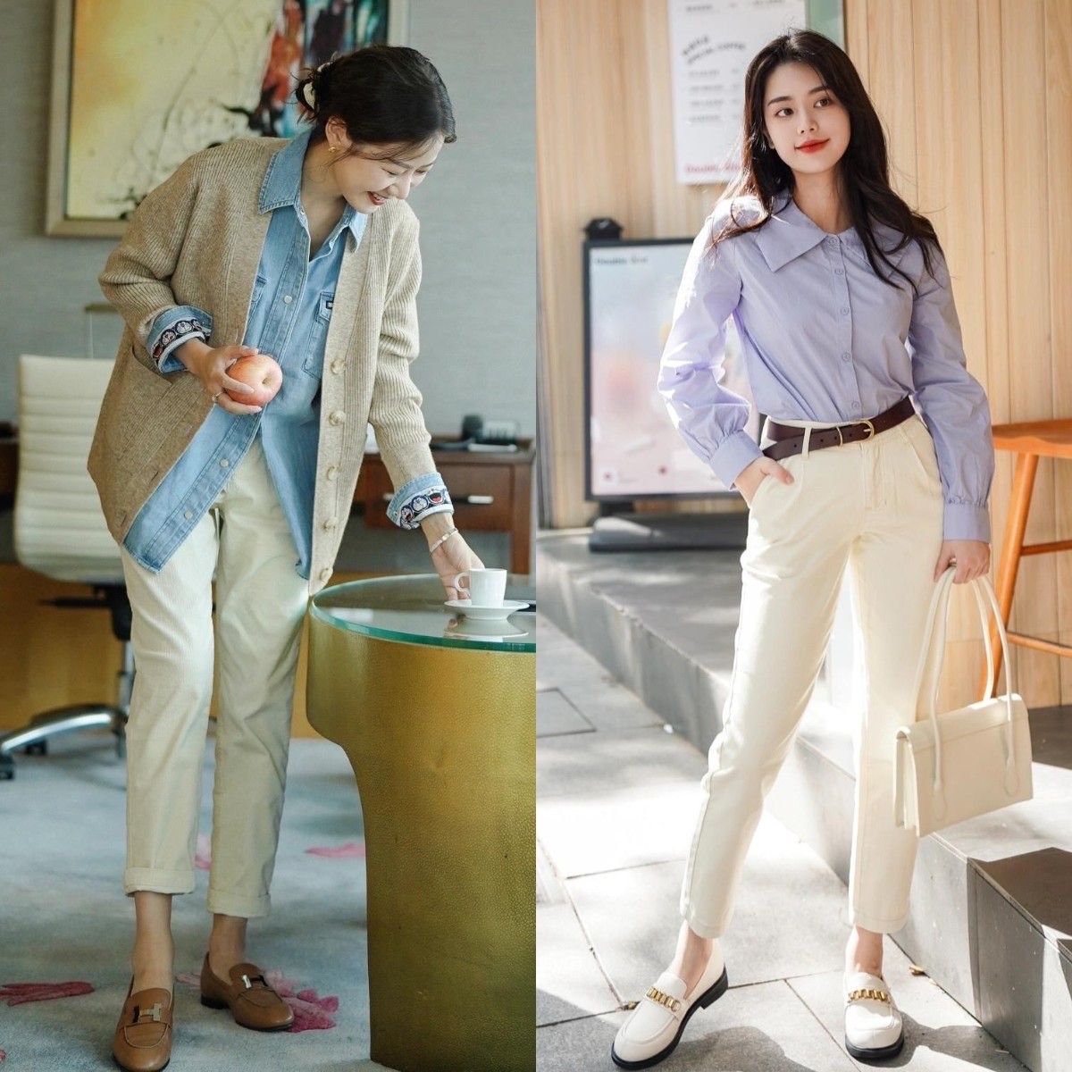 比衬衫还洋气的上衣,慵懒风显瘦圆领长袖t恤打底衫女