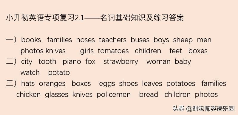 小升初英语专项复习2.2——名词的分类和所有格