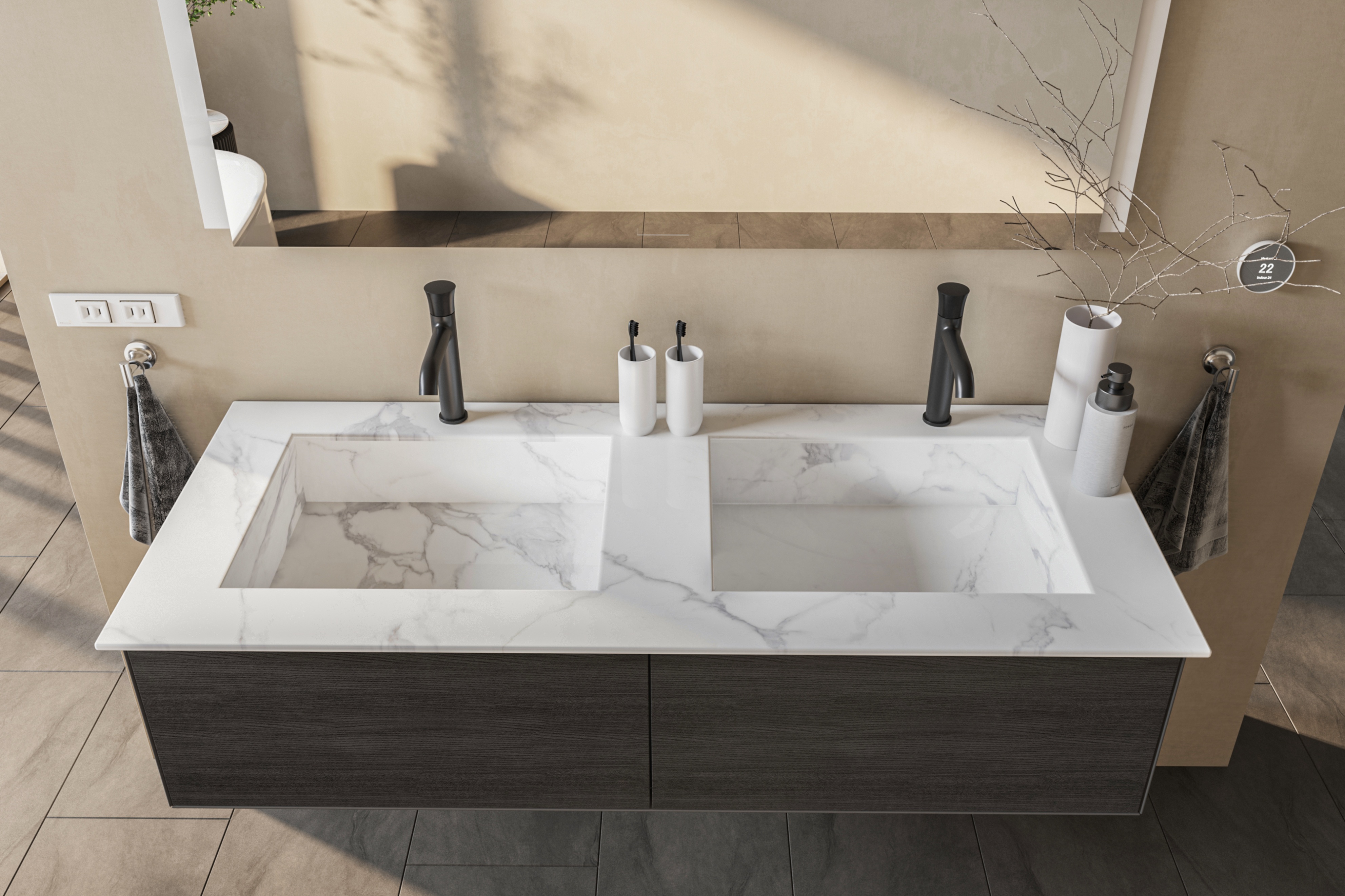 浴室柜台面岩板和陶瓷哪个比较好,大理石瓷砖岩板哪个适合卫生间