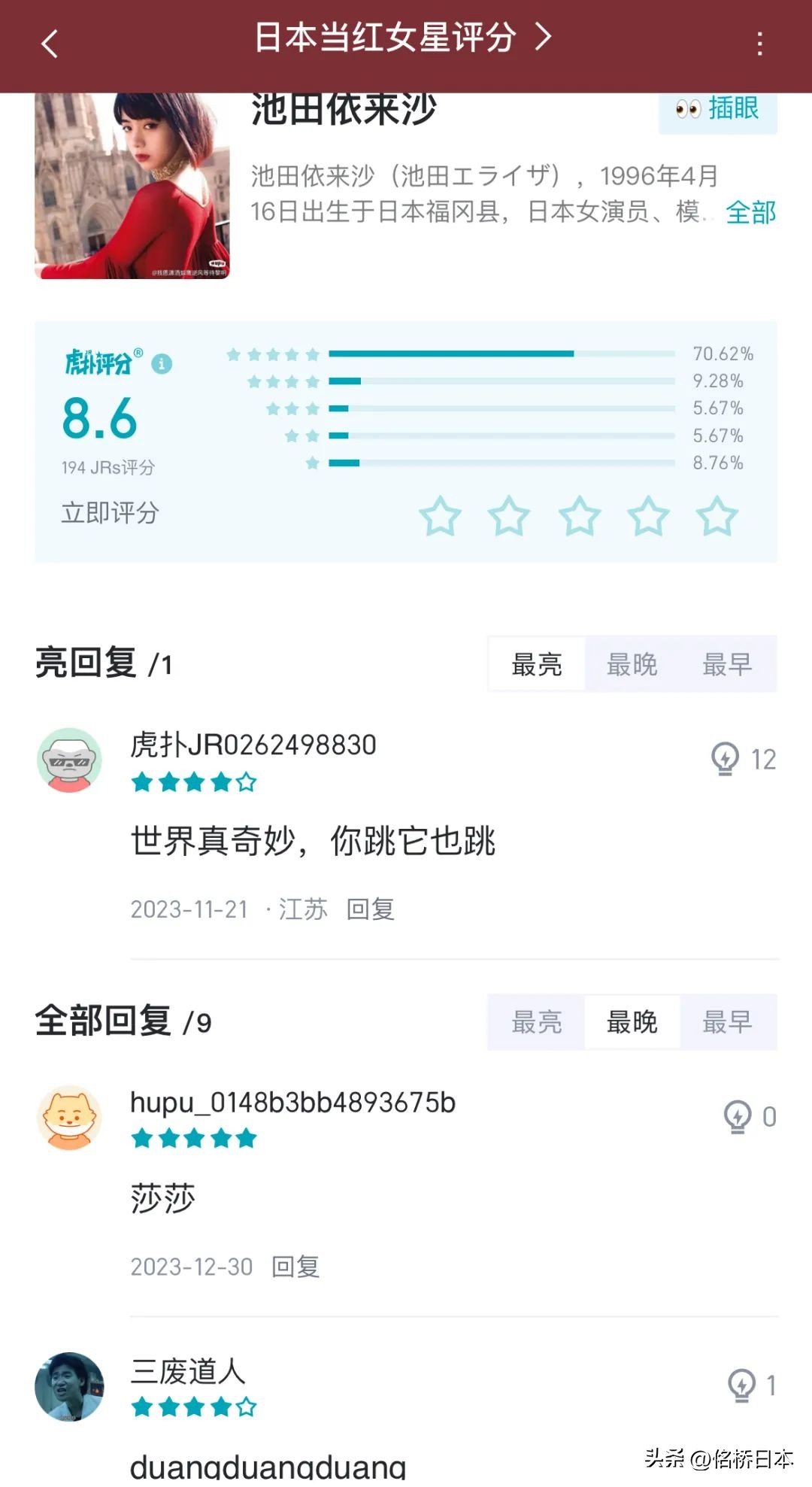日本宅男喜爱的女明星,虎扑女明星颜值排行
