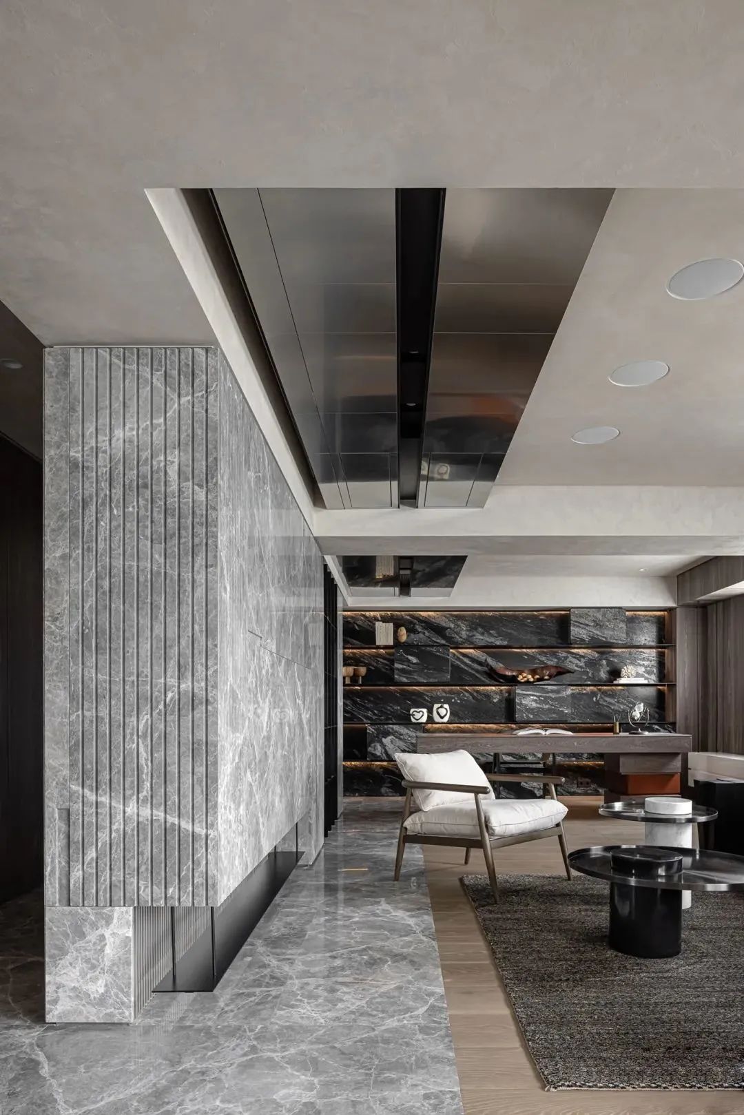 轻奢风电视背景墙大理石灰,新中式高级灰大理石电视背景墙