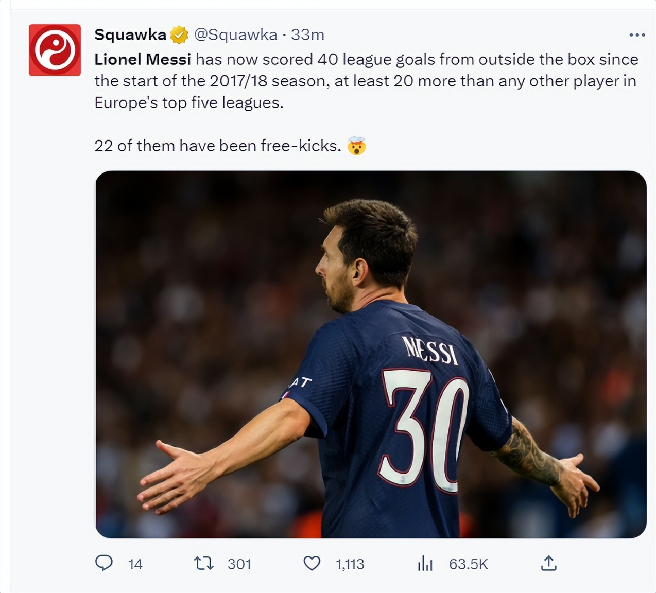 梅西点赞世界纪录,梅西任意球全纪录最新