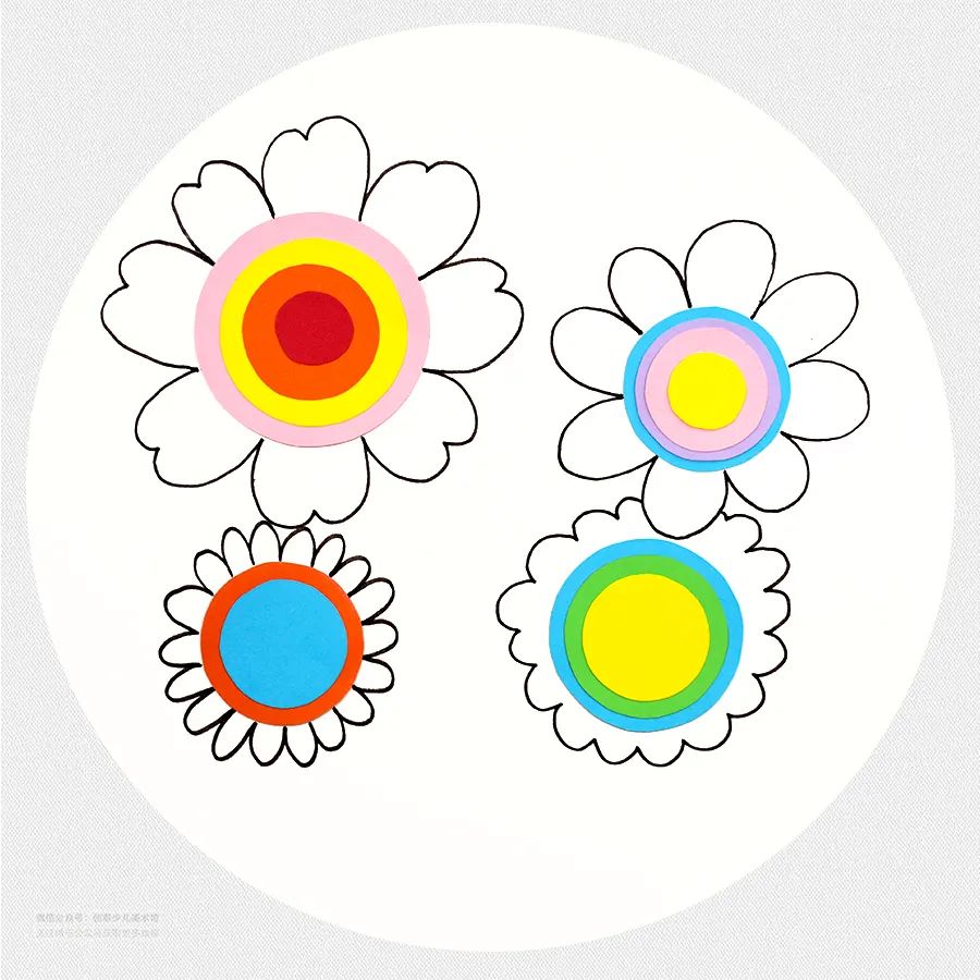 春季儿童画简单又漂亮,花儿朵朵线描儿童画