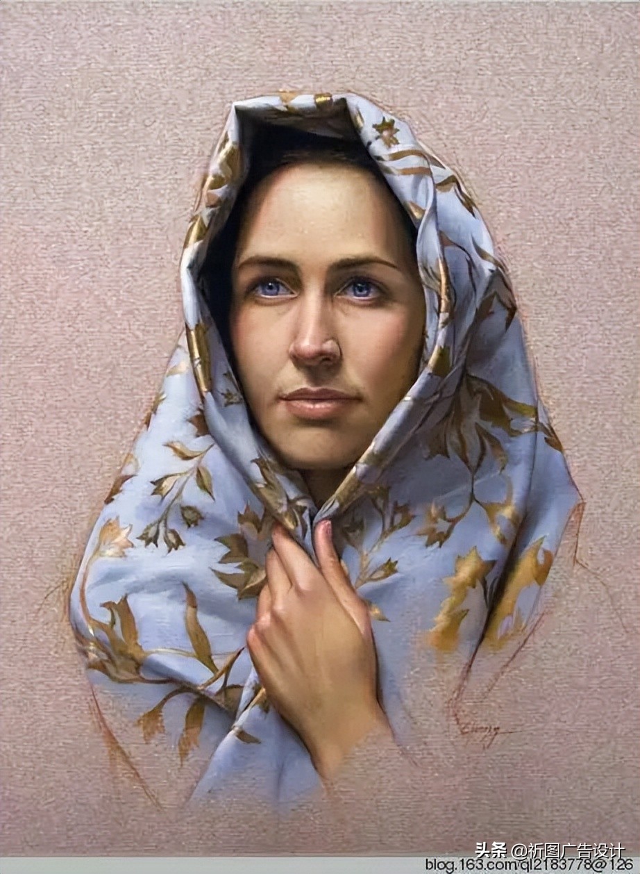 彩色粉笔人像绘画,人像粉笔画