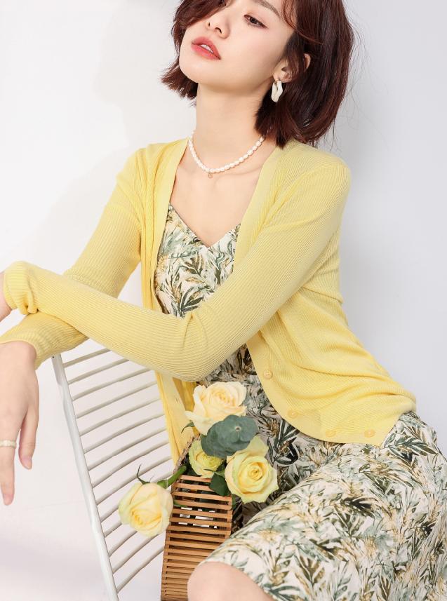 法式polo翻领长袖针织开衫,优雅女人开衫衣服