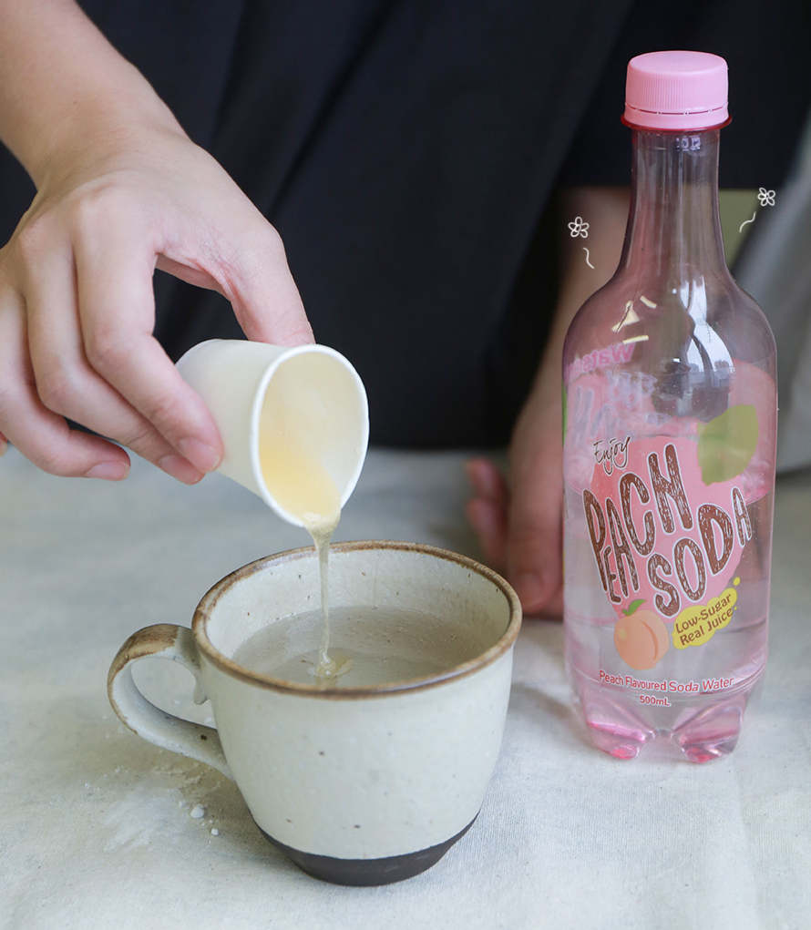 简单易做的水蜜桃的甜点,水蜜桃樱花简单甜品教程高颜值