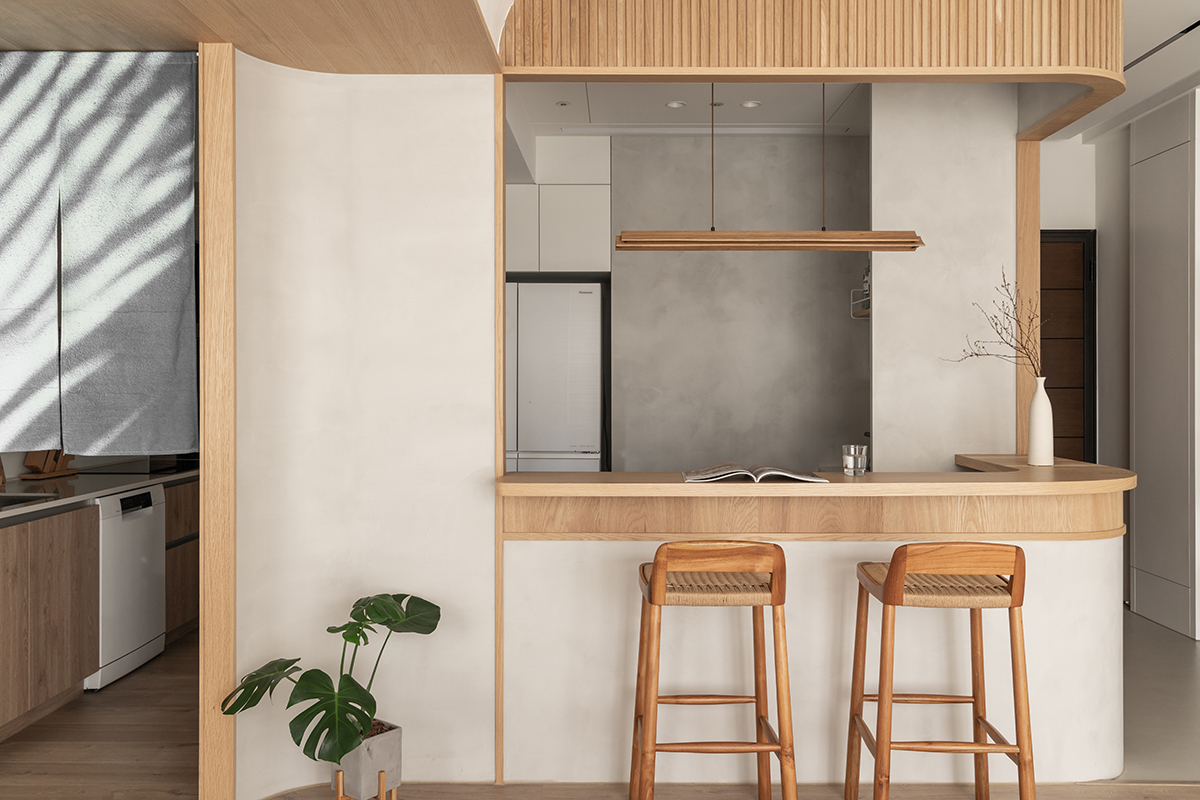 卧室日式吧台,108平方厨房客厅一体带吧台效果图