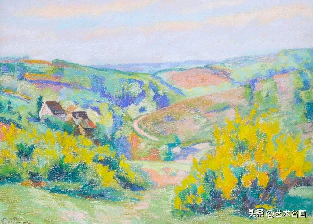 美国印象派大师春天的风景画,色彩丰富的印象派