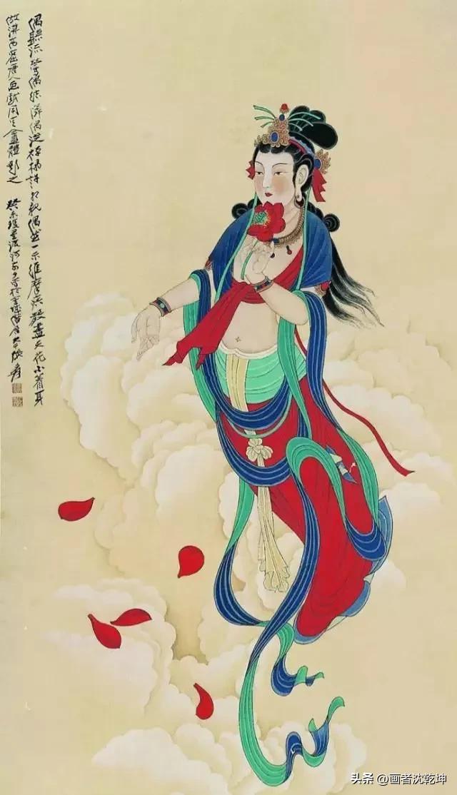 张大千临摹敦煌壁画白描稿,张大千工笔人物头部白描