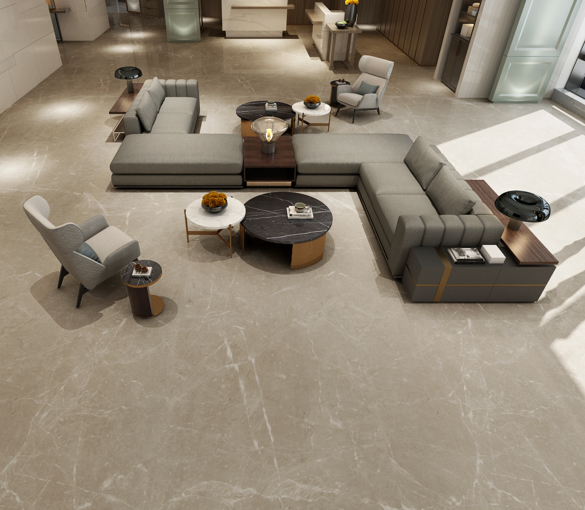 灰色大理石设计效果图,黑白设计风格用什么大理石