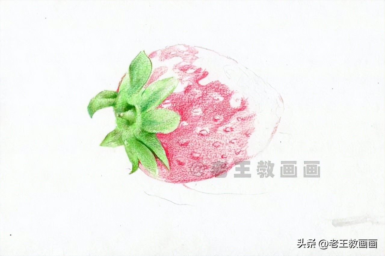 画彩铅草莓书签二年级,零基础学画彩铅画教程