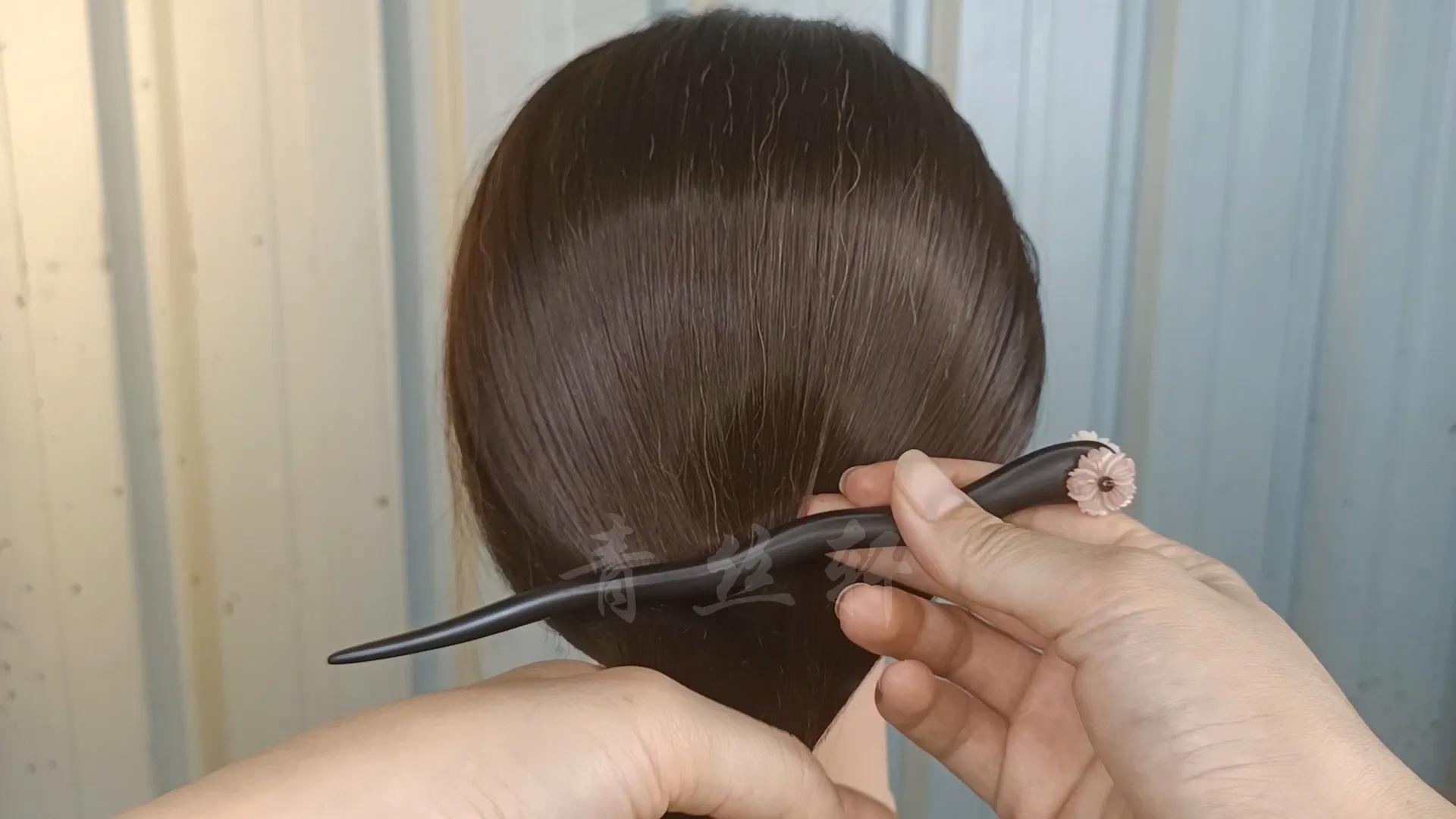 发簪挽发教程最基础,发量少发簪简单好看教程