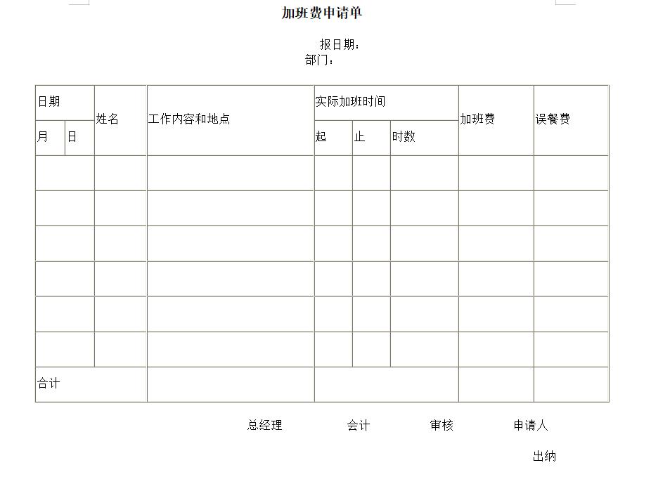 加班费仲裁申请表,加班费申请表范本