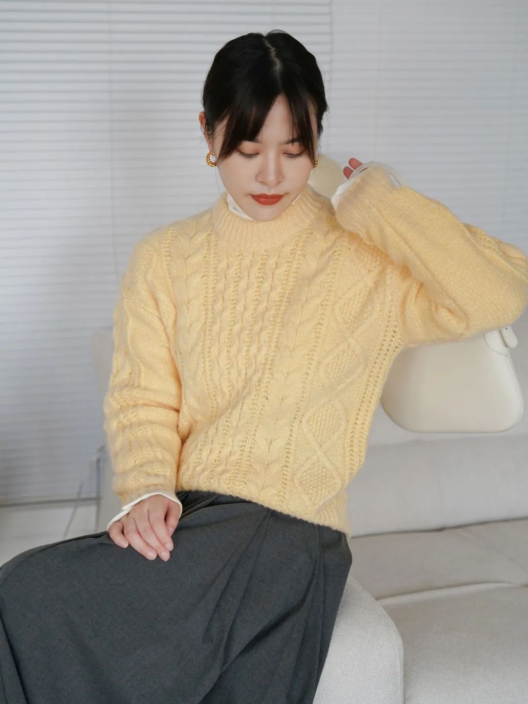 小个子拼接毛衣棉服最新款时髦,秋冬慵懒毛衣棉服内搭