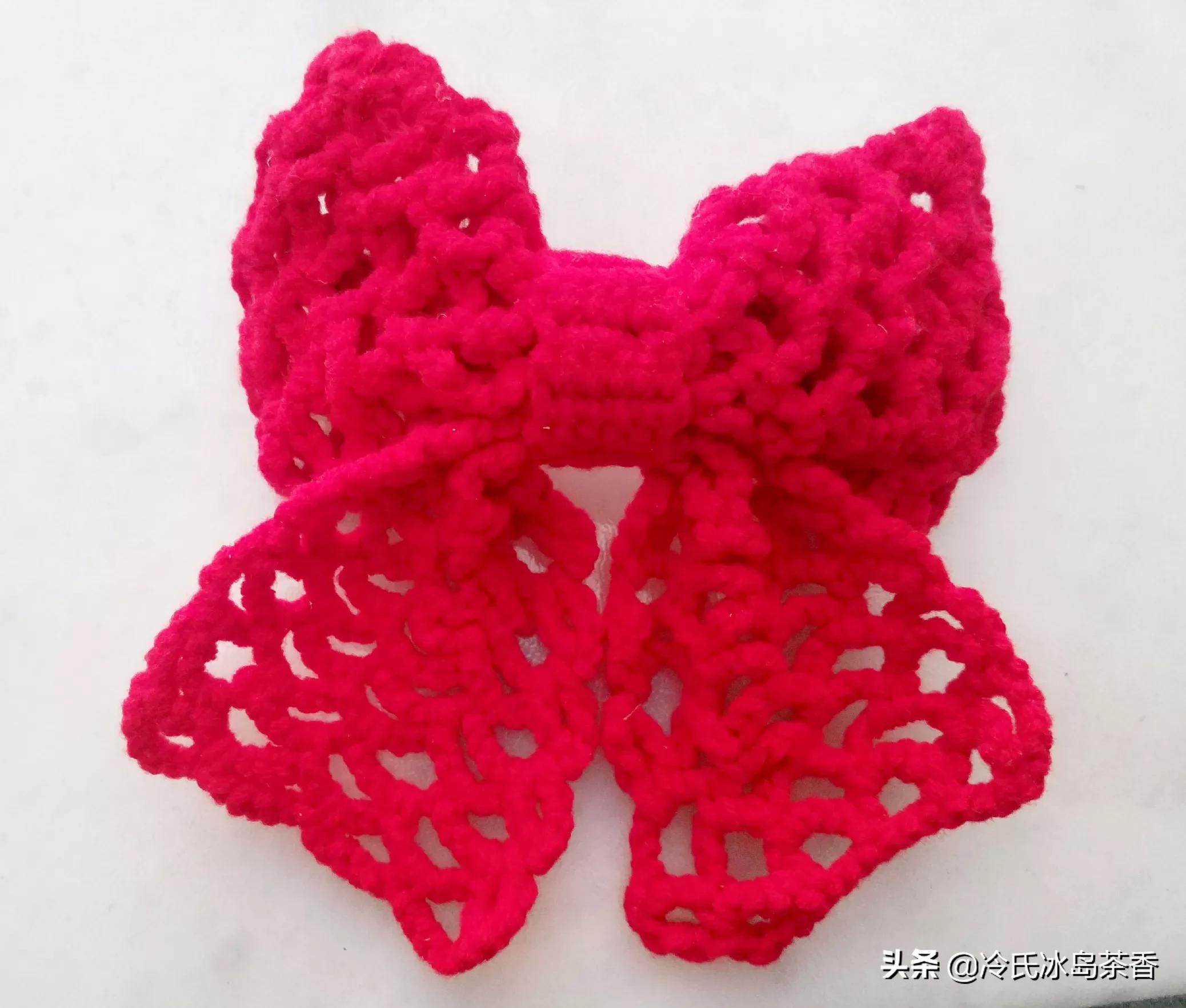 蝴蝶结发夹手工钩织教程蓝色,钩织发夹上的蝴蝶结用丝带怎么做