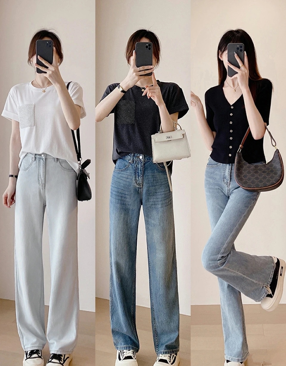 t恤配牛仔裤休闲简约,穿t恤搭配牛仔裤很时尚