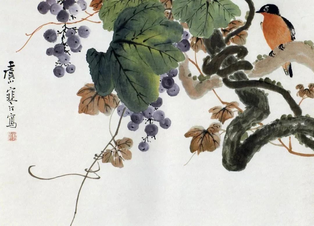 江寒汀写意黑山雀石榴花图,江寒汀写意花鸟千峰竞秀原作尺寸