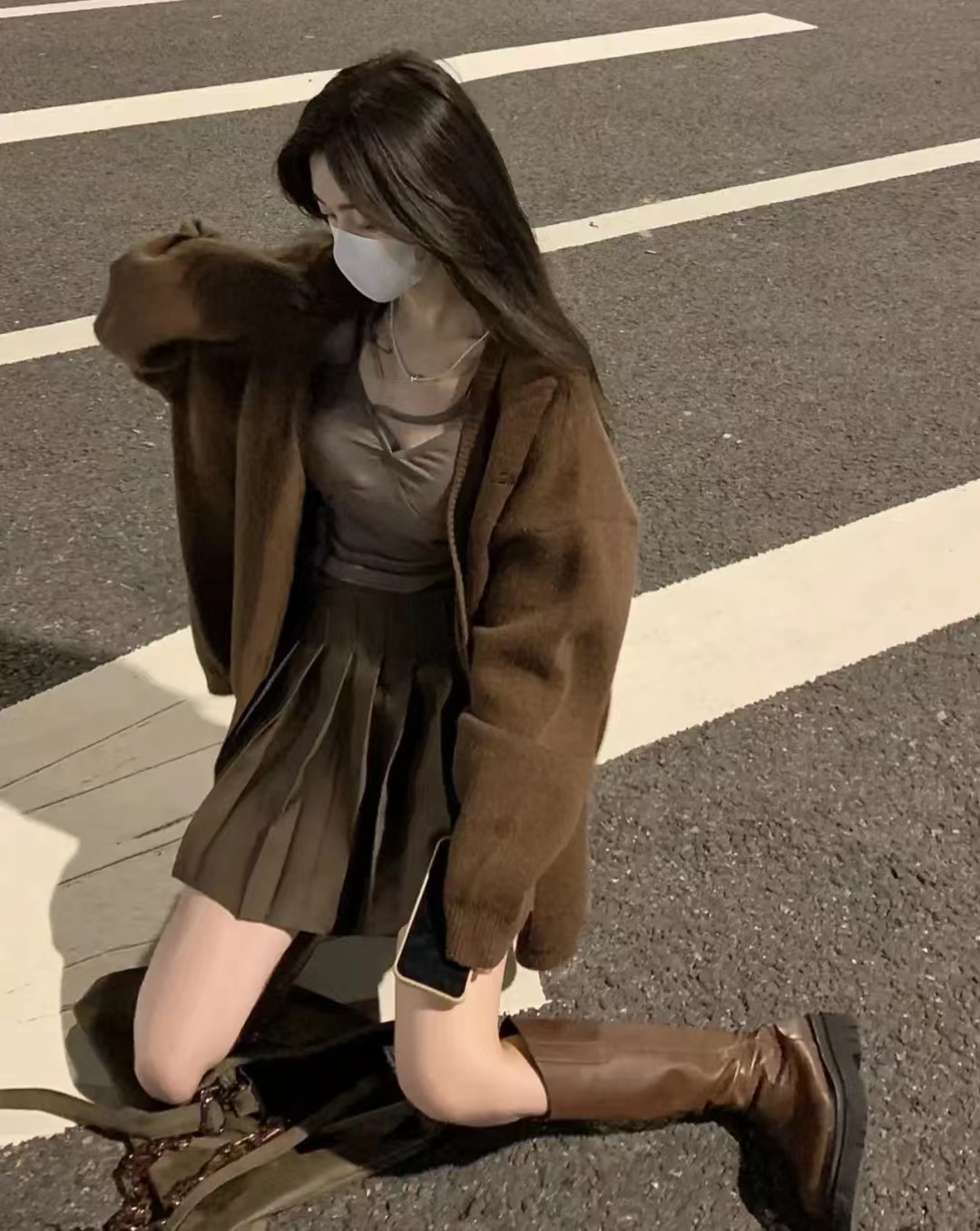 好穿又好搭时尚长筒宽靴,棕色长筒靴子女2022爆款洋气气质