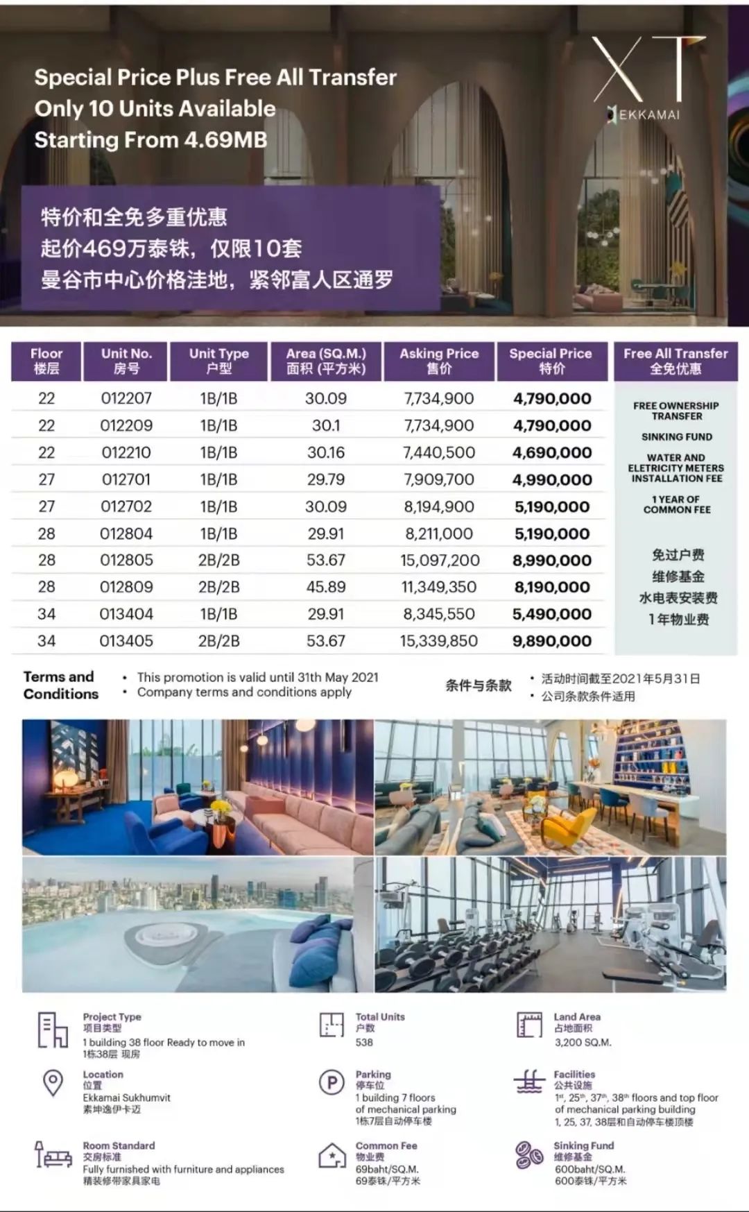 特价尾盘—XTEKKAMAI，总价110万起，买进曼谷顶级富人区亿甲迈！