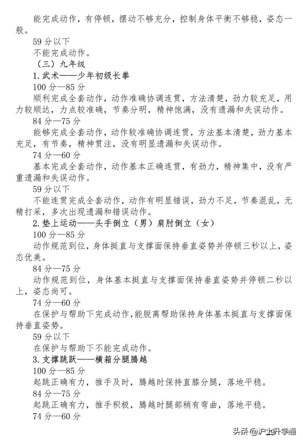 2022上海体育中考分值与语数外,上海体育中考评分细则
