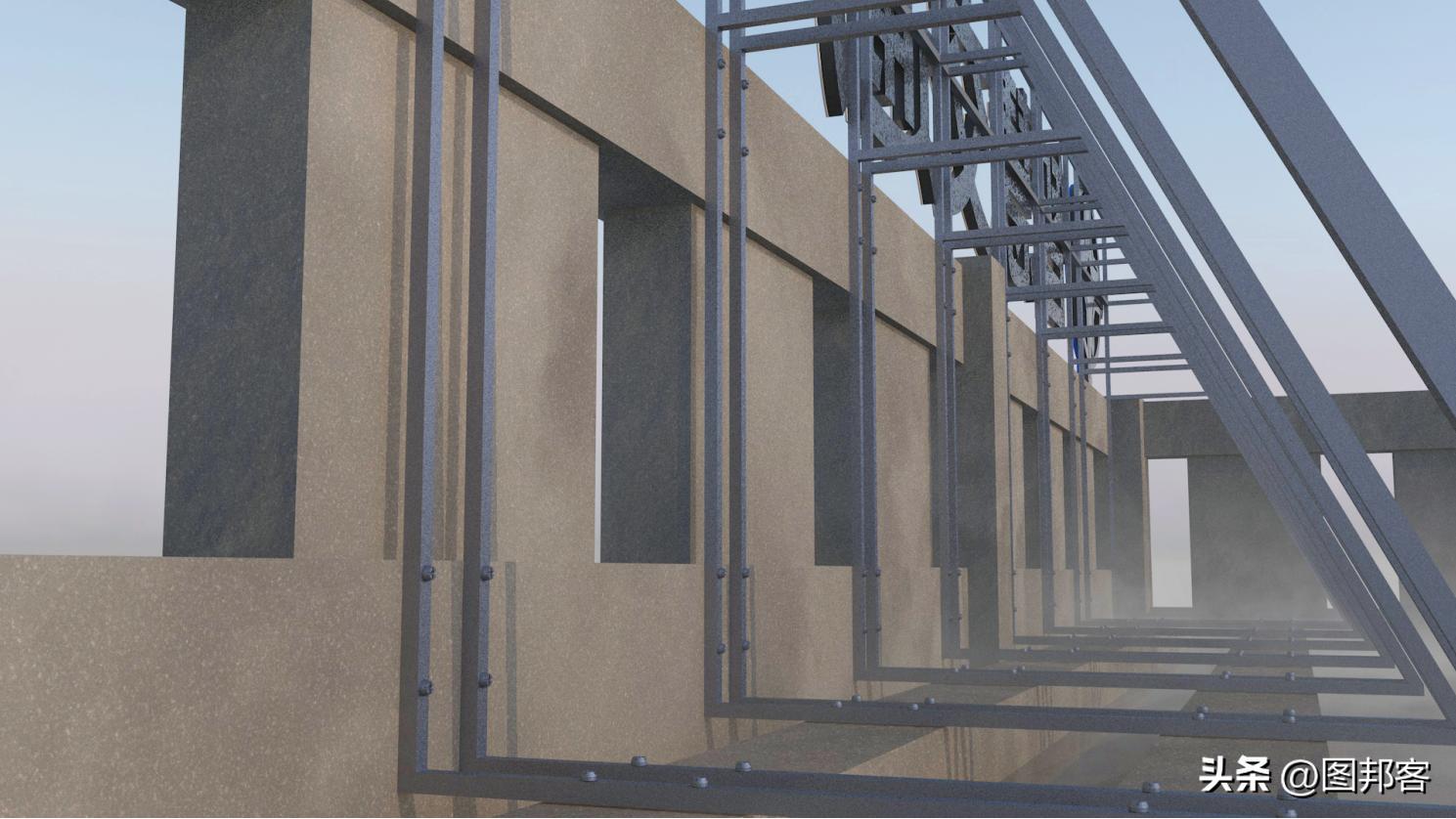 上海楼顶发光字钢结构图纸,楼顶发光字钢结构设计