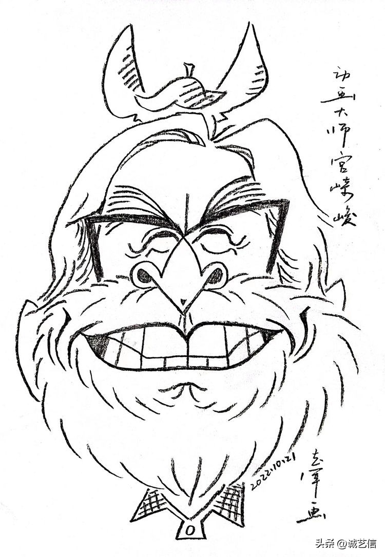 动画大师宫崎骏肖像漫画