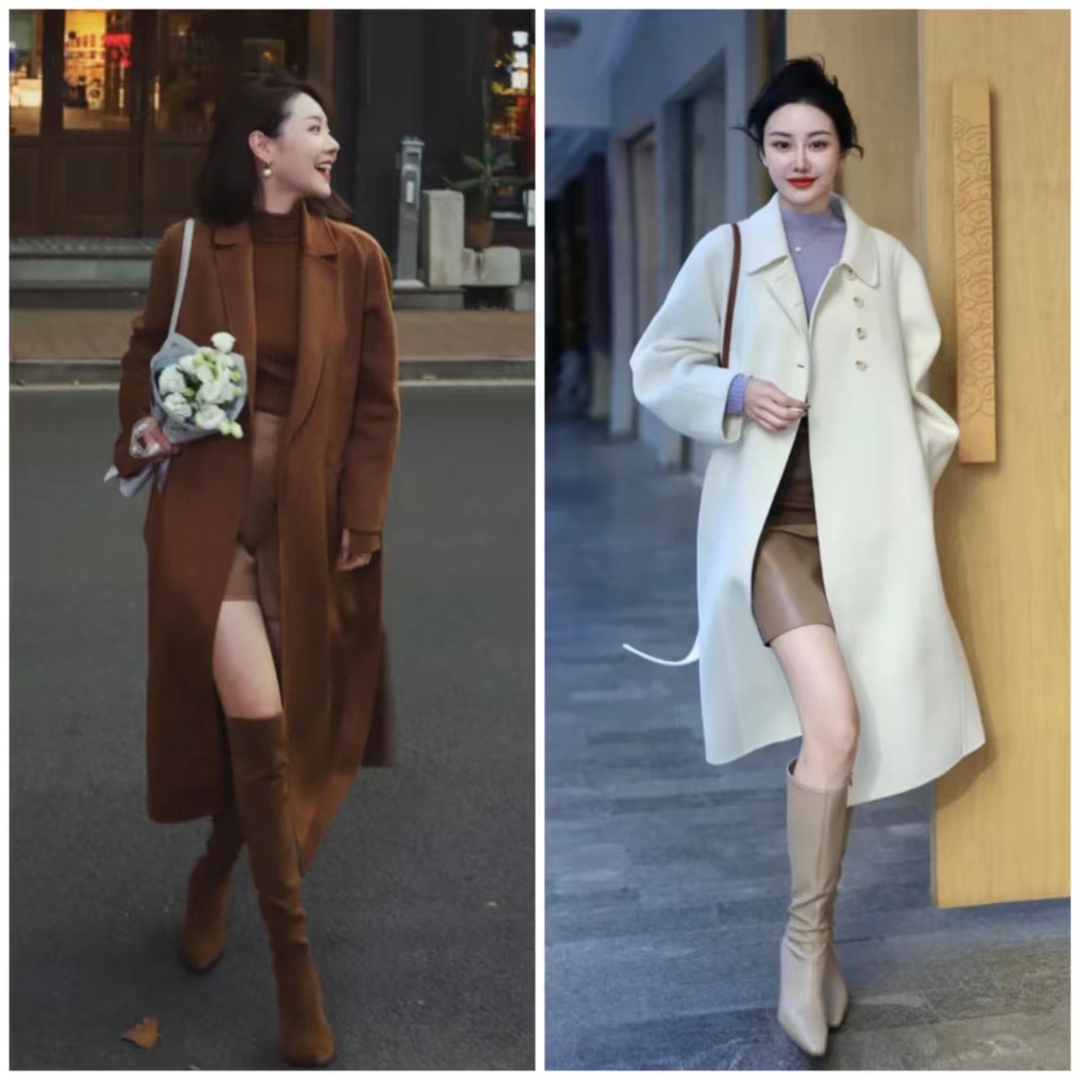 大衣搭长靴优雅阔太,大衣配长靴显矮