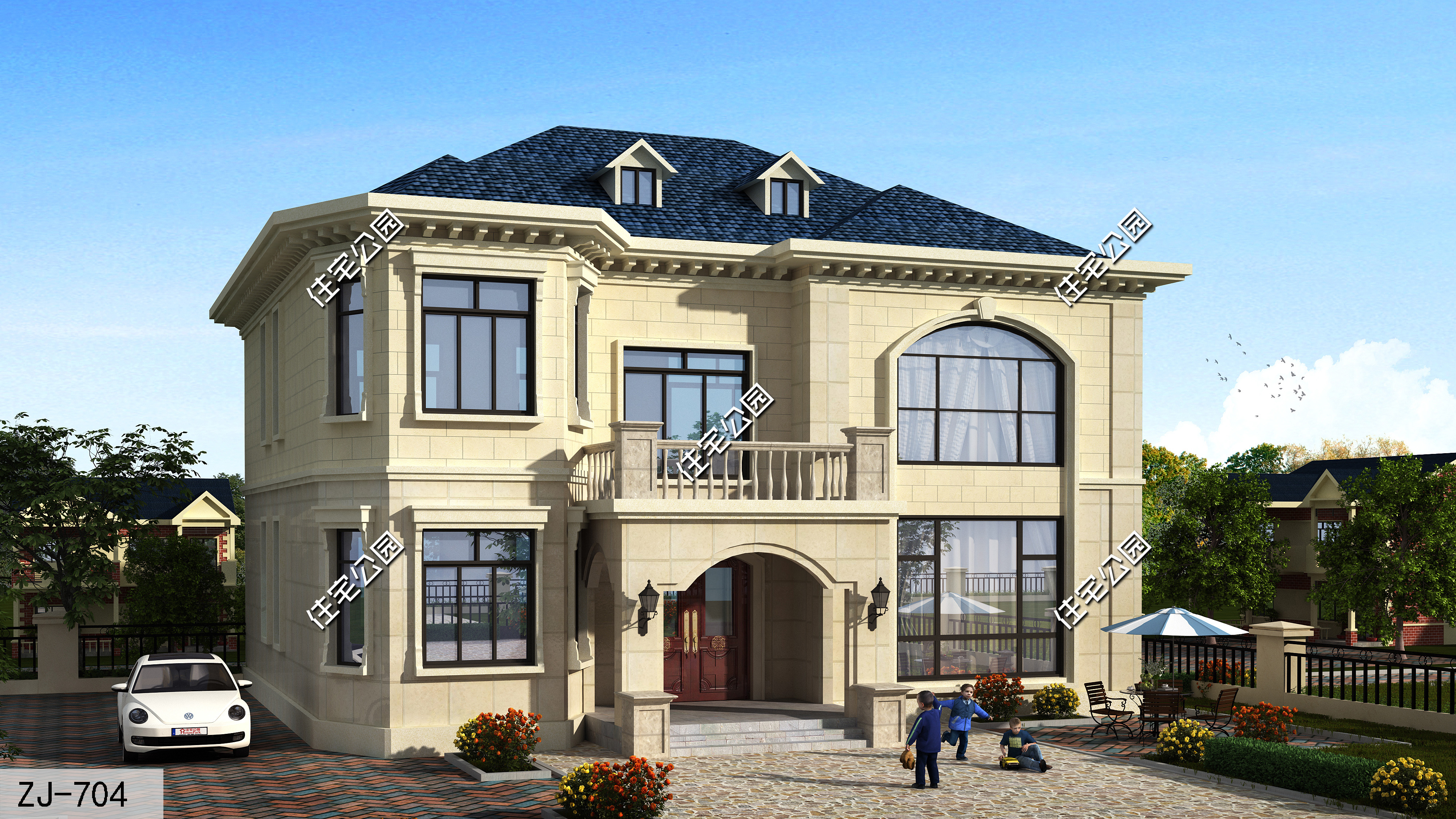 农村简单大气的二层别墅户型,11.5米x11米二层半现代别墅平面图