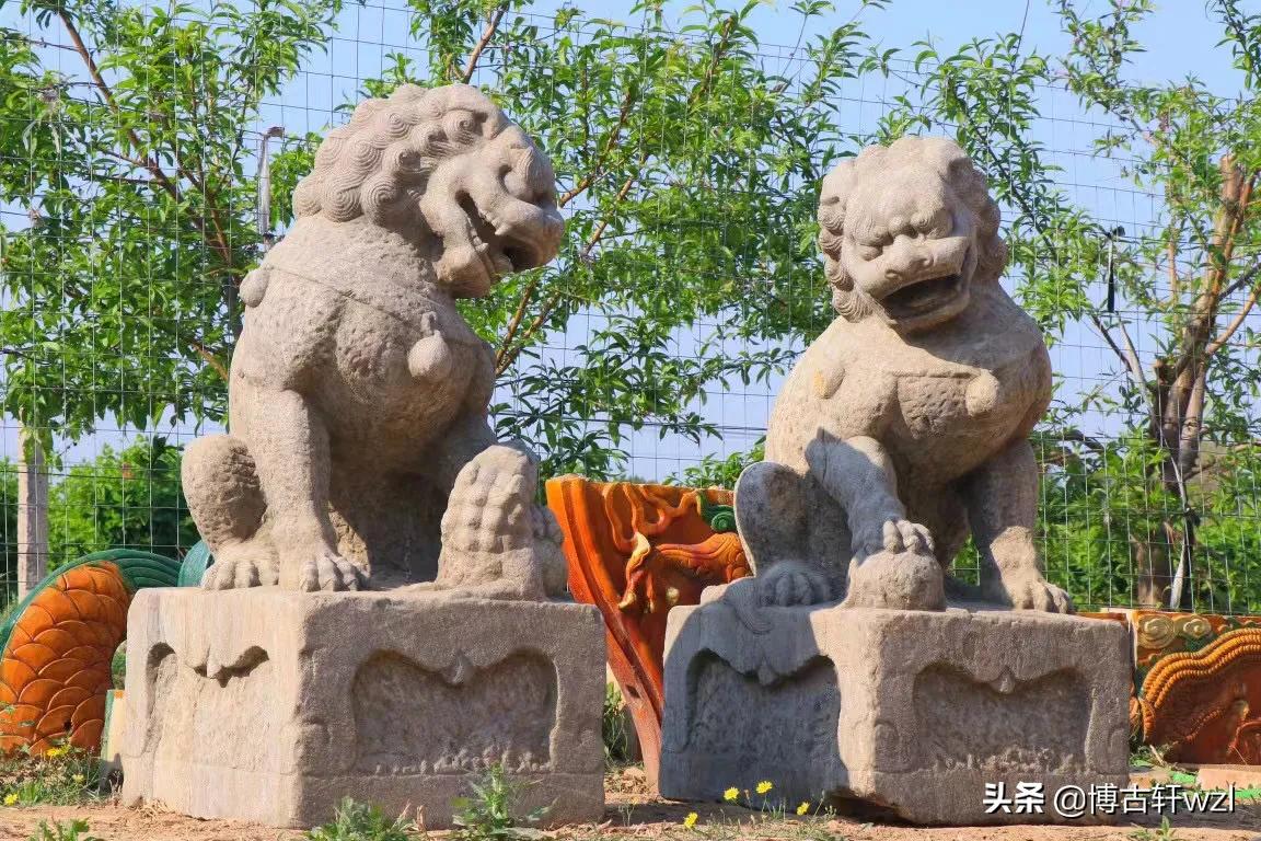 庭院看门石墩,青石看门麒麟