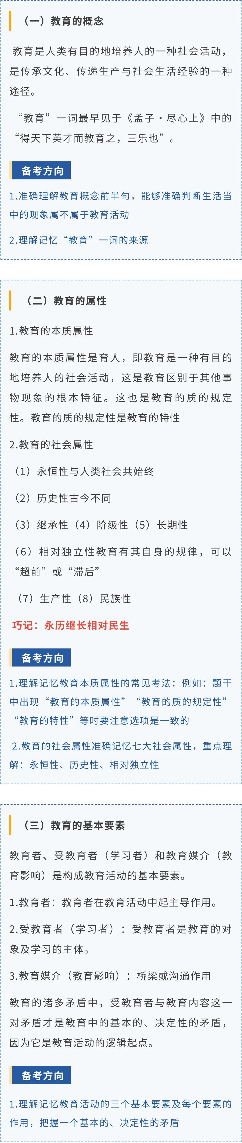 教育学事业编考点,教育学各章节考点