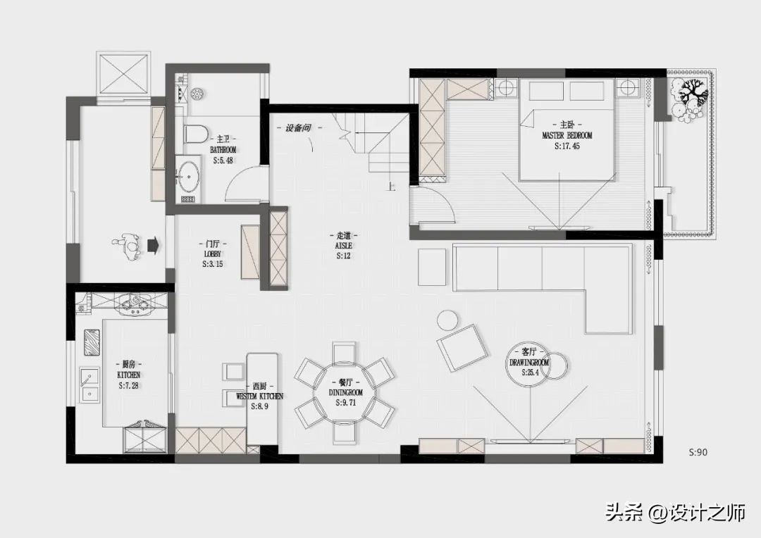 西安河与墅装修设计,西安现代城市别墅效果图