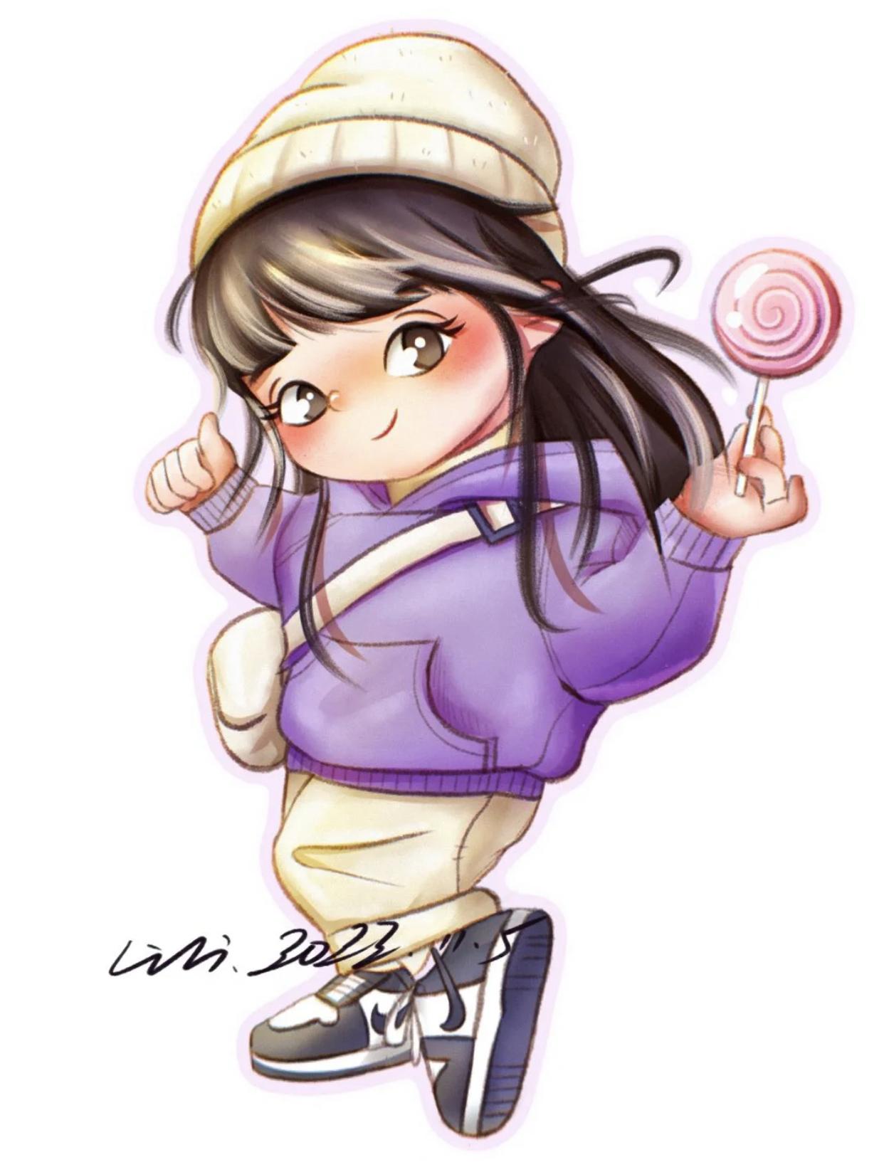 小清新豆豆眼小女孩插画,又凶又可爱的小女孩插画