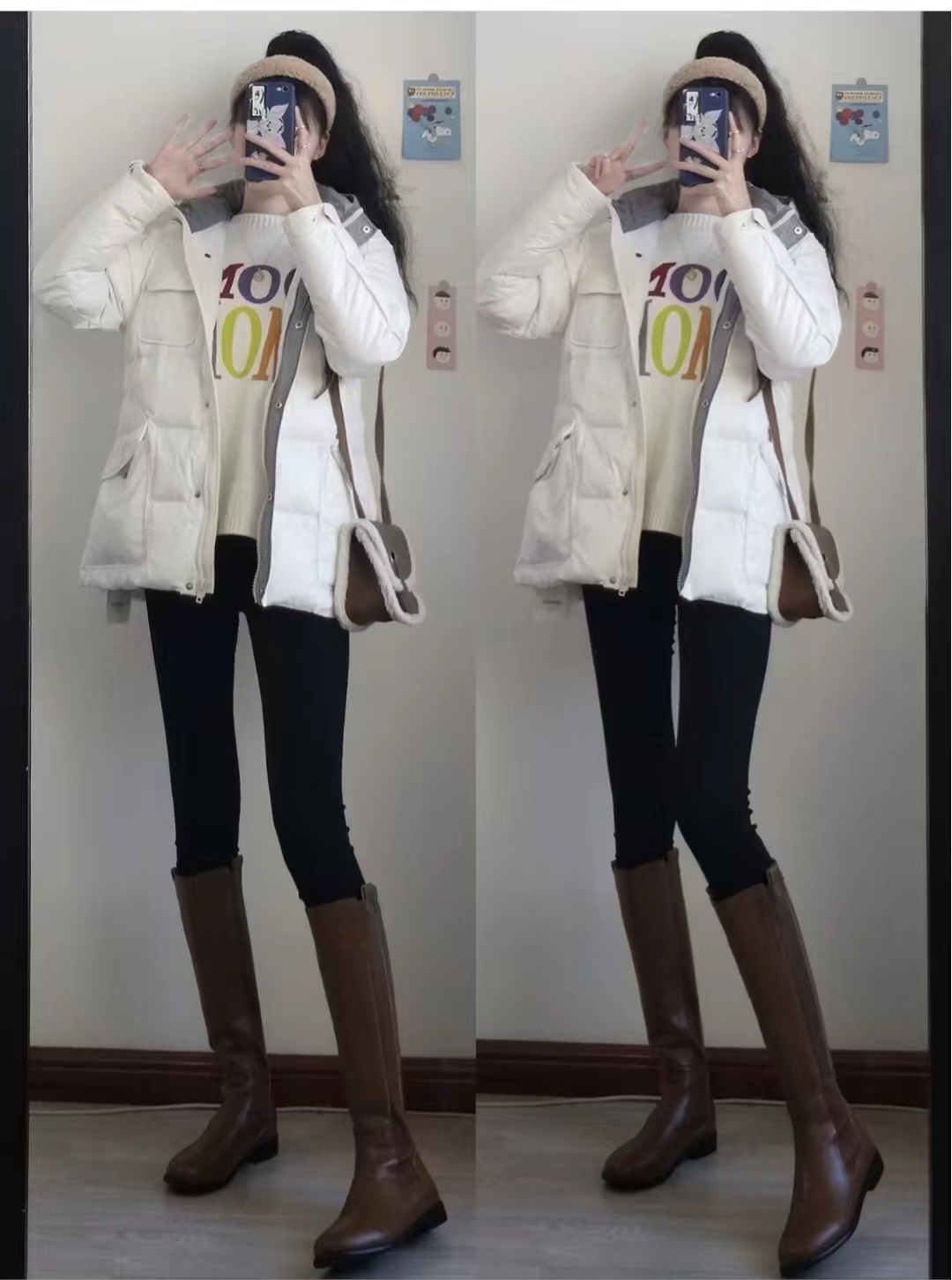 好穿又好搭时尚长筒宽靴,棕色长筒靴子女2022爆款洋气气质