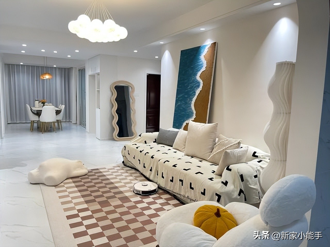 装修房子轻奢法式奶油风三室一厅,新房装修极简奶油风