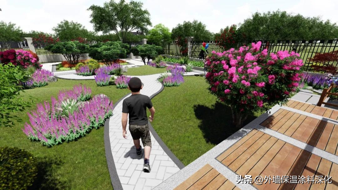 别墅庭院景观绿化全套施工图,别墅3d庭院景观效果图教程