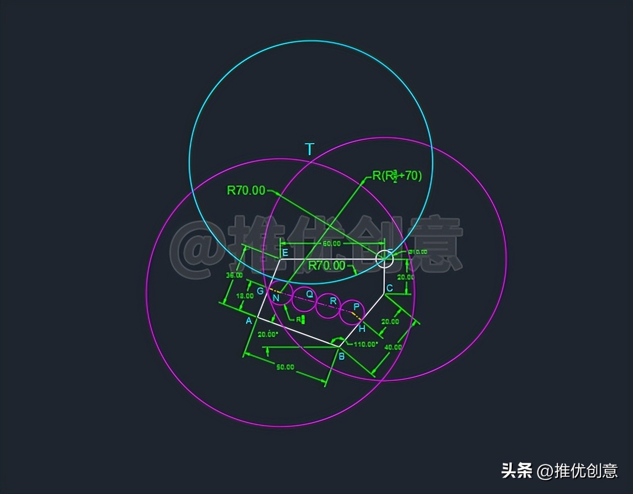 绘制有一定难度的竞赛题(下)autocadcad教学cad画图CAD练习题