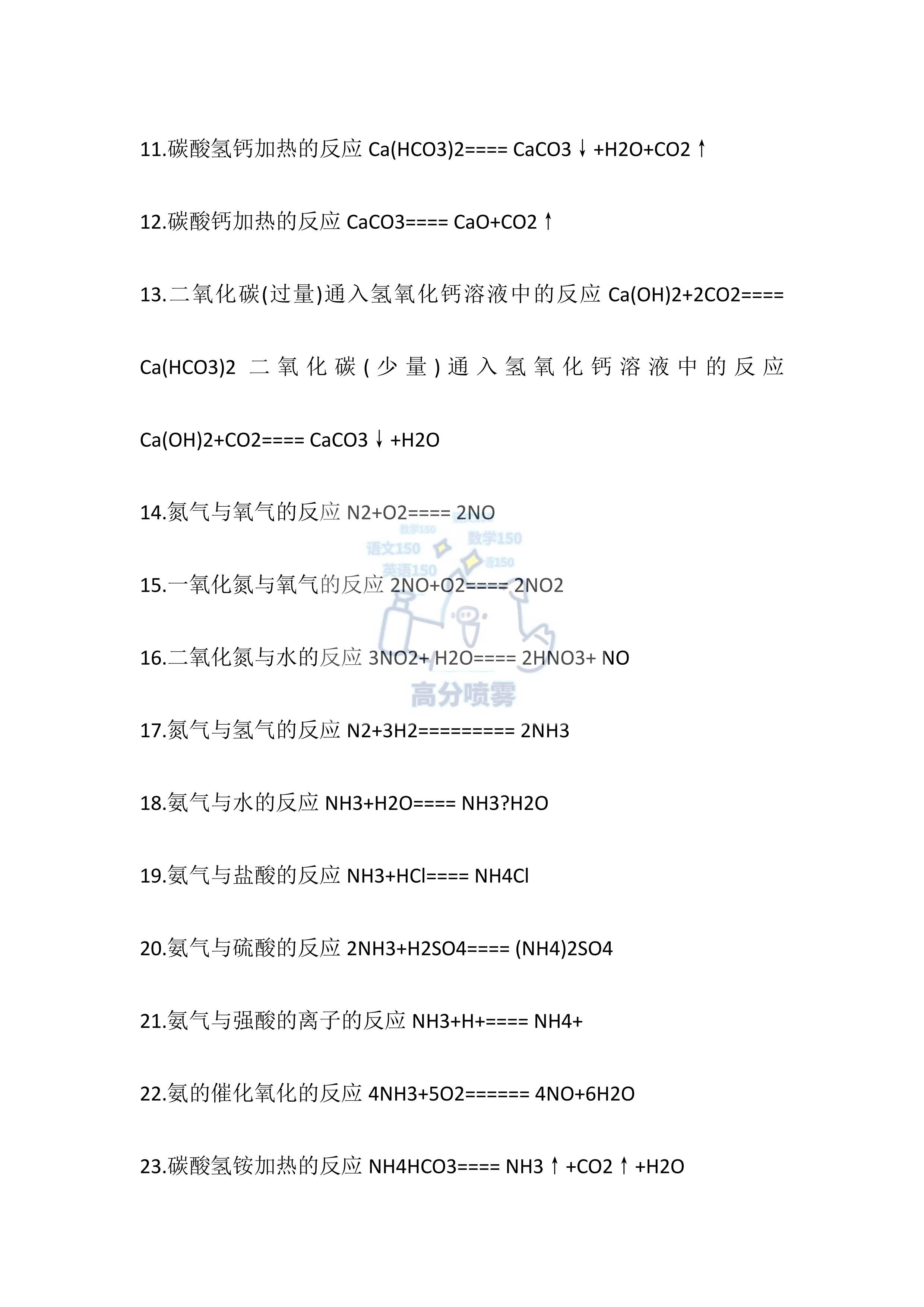 高中12个必须掌握的化学方程式,高一必背化学方程式及离子方程式