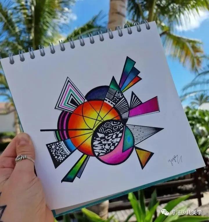 创意素描线描几何形体,线描画创意画优秀作品8级